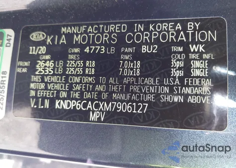 2021 Kia Sportage S из США, поврежденный, VIN KNDP6CACXM7906127